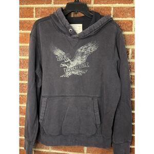 American Eagle Men’s Fleece Hoodie Gray Graphic Medium